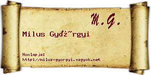 Milus Györgyi névjegykártya
